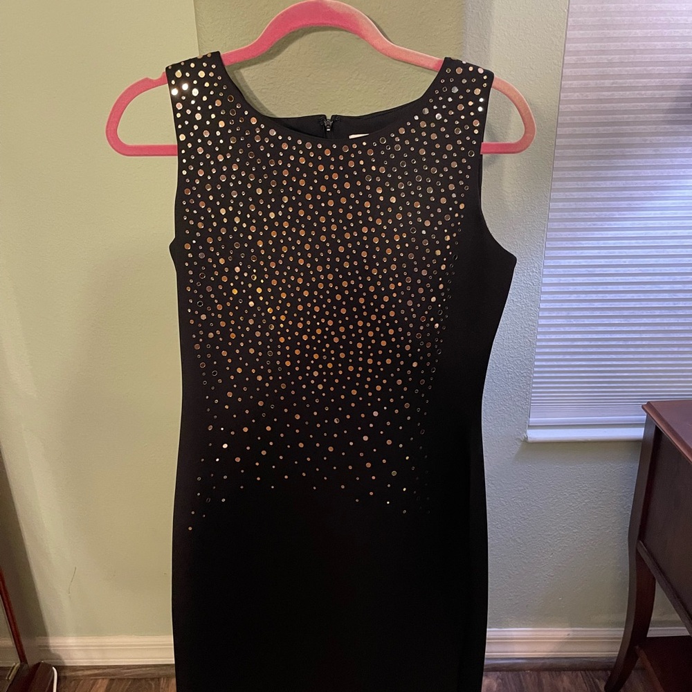 Calvin Klein Black Dress with Gold Studs